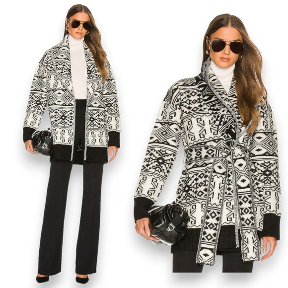 Veronica Beard Sweaters - Veronica Beard Carrington Wrap Sweater Coat Fair Isle Cardigan‎ Sz XS 100% Wool